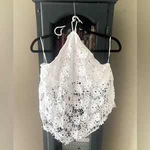 Free People Lace Halter Top with Stretchy Bust